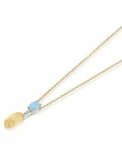 "Azure" Gold, Diamonds And Aquamarine Dainty Short Necklace -Nanis Sales 578