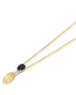 "Mystery Black" Gold, Diamonds And Black Onyx Dainty Short Necklace -Nanis Sales 581