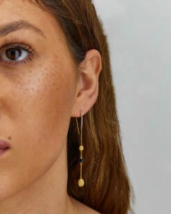 "Mystery Black" Gold And Black Onyx Everyday Drop Earrings 6 "Mystery Black" Gold And Black Onyx Everyday Drop Earrings -Nanis Sales 764