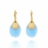 "Azure" Ciliegine Gold And Milky Aquamarine Ball Drop Earrings With Diamonds Details (LARGE) -Nanis Sales 812