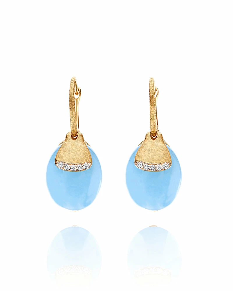 "Azure" Ciliegine Gold And Milky Aquamarine Ball Drop Earrings With Diamonds Details (LARGE) 3 "Azure" Ciliegine Gold And Milky Aquamarine Ball Drop Earrings With Diamonds Details (LARGE)