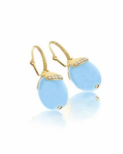 "Azure" Ciliegine Gold And Milky Aquamarine Ball Drop Earrings With Diamonds Details (LARGE) 8 "Azure" Ciliegine Gold And Milky Aquamarine Ball Drop Earrings With Diamonds Details (LARGE) -Nanis Sales 813