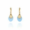 "Azure" Ciliegine Gold And Milky Aquamarine Ball Drop Earrings With Diamonds Details (SMALL)