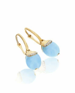 "Azure" Ciliegine Gold And Milky Aquamarine Ball Drop Earrings With Diamonds Details (SMALL) 8 "Azure" Ciliegine Gold And Milky Aquamarine Ball Drop Earrings With Diamonds Details (SMALL) -Nanis Sales 815