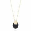 "Mystery Black" Black Onyx Boule Embraced By Gold And A Diamonds Accent -Nanis Sales 816