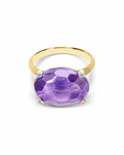 "Ipanema" Gold , Amethyst And Diamonds Ring -Nanis Sales 832