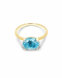 "Ipanema" Gold , Blue Topaz And Diamonds Ring -Nanis Sales 836