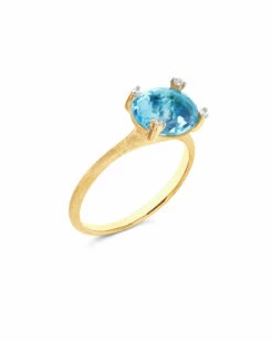 "Ipanema" Gold , Blue Topaz And Diamonds Ring
