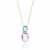 "Ipanema " Gold, Amethyst, Blue Topaz And Diamonds Pendant