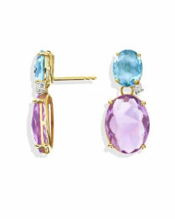"Ipanema" Gold, Amethyst, Blue Topaz And Diamonds Earrings -Nanis Sales 844