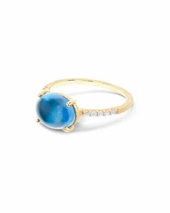 "Azure" Gold, Diamonds And London Blue Topaz Big Ring -Nanis Sales 850