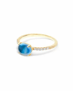 "Azure" Gold, Diamonds And London Blue Topaz Medium Ring -Nanis Sales 853