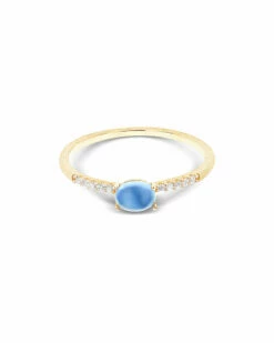 "Azure" Gold, Diamonds And London Blue Topaz Small Ring -Nanis Sales 855