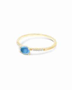 "Azure" Gold, Diamonds And London Blue Topaz Small Ring -Nanis Sales 856