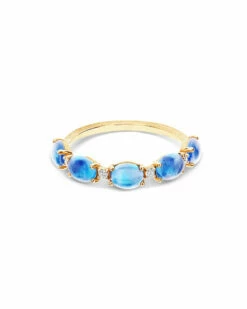 "Azure" Gold, Diamonds And London Blue Topaz Boules Ring -Nanis Sales 857