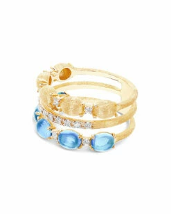 "Azure" Gold, Diamonds And London Blue Topaz Triple-band Ring -Nanis Sales 862