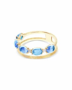"Azure" Gold, Diamonds And London Blue Topaz Double-band Ring -Nanis Sales 865