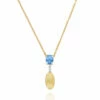 "Azure" Gold, Diamonds And London Blue Topaz Dainty Short Necklace -Nanis Sales 866