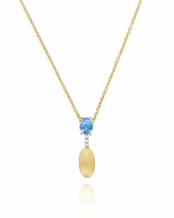 "Azure" Gold, Diamonds And London Blue Topaz Dainty Short Necklace
