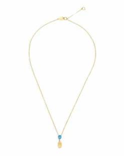 "Azure" Gold, Diamonds And London Blue Topaz Dainty Short Necklace -Nanis Sales 867
