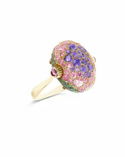 "Reverse" Gold, Sapphire, Tsavorite, Amethyst, Green Labradorite And Rock Crystal Double-face Ring (LARGE) -Nanis Sales 884