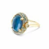 "Reverse" Gold, Blue Diamonds, Swiss Blue Topaz, Green Sapphires And London Blue Topaz Double-face Ring (LARGE)