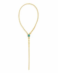 "Reverse" Gold, Sapphire, Tsavorite, Amethyst, Green Labradorite And Rock Crystal Convertible Y Necklace (SMALL)