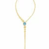 "Reverse" Gold, Blue Diamonds, Swiss Blue Topaz, Green Sapphires And London Blue Topaz Convertible Y Necklace (LARGE)
