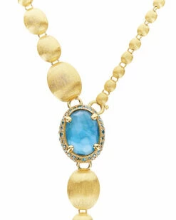 "Reverse" Gold, Blue Diamonds, Swiss Blue Topaz, Green Sapphires And London Blue Topaz Convertible Y Necklace (LARGE) 14 "Reverse" Gold, Blue Diamonds, Swiss Blue Topaz, Green Sapphires And London Blue Topaz Convertible Y Necklace (LARGE) -Nanis Sales 912