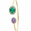 "Reverse" Gold, Sapphire, Tsavorite, Amethyst, Green Labradorite And Rock Crystal Bangle