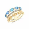 "Azure" Gold, Diamonds And London Blue Topaz Triple-band Ring