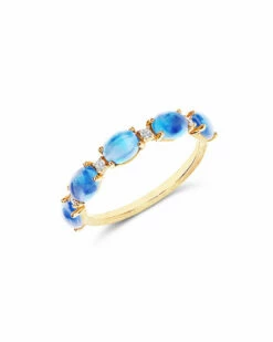 "Azure" Gold, Diamonds And London Blue Topaz Boules Ring