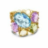 "Ipanema" Gold , Amethyst, Blue Topaz And Quartz Band Ring -Nanis Sales 979