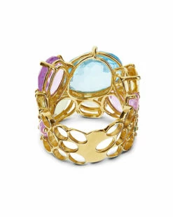 "Ipanema" Gold , Amethyst, Blue Topaz And Quartz Band Ring -Nanis Sales 981