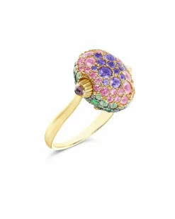 "Reverse" Gold, Sapphire, Tsavorite, Amethyst, Green Labradorite And Rock Crystal Double-face Ring (MEDIUM) -Nanis Sales 989