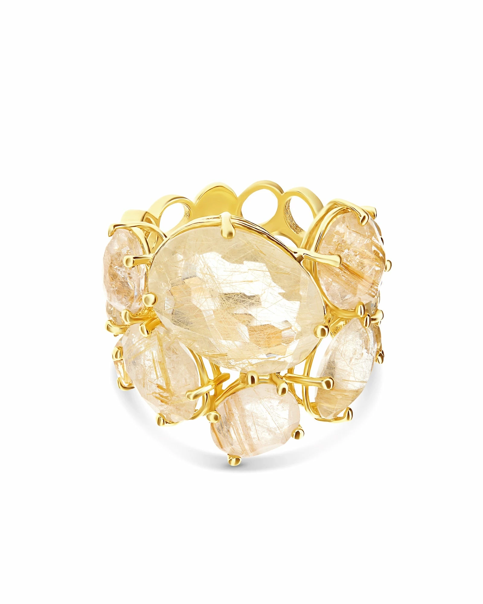 "Ipanema" Gold And Yellow Rutilated Quartz Band Ring 5 "Ipanema" Gold And Yellow Rutilated Quartz Band Ring - Image 3