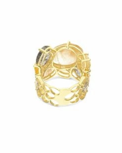 "Ipanema" Gold And Rutilated Quartz Band Ring -Nanis Sales AH23 515 ST B