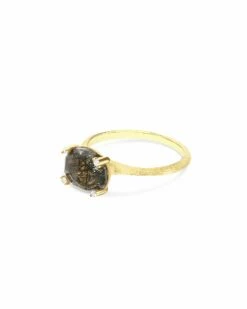 "Ipanema" Grey Rutilated Quartz, Diamonds And 18kt Gold Medium Ring