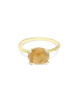 "Ipanema" Yellow Rutilated Quartz, Diamonds And 18kt Gold Medium Ring 8 "Ipanema" Yellow Rutilated Quartz, Diamonds And 18kt Gold Medium Ring -Nanis Sales AS12 576 Y F1