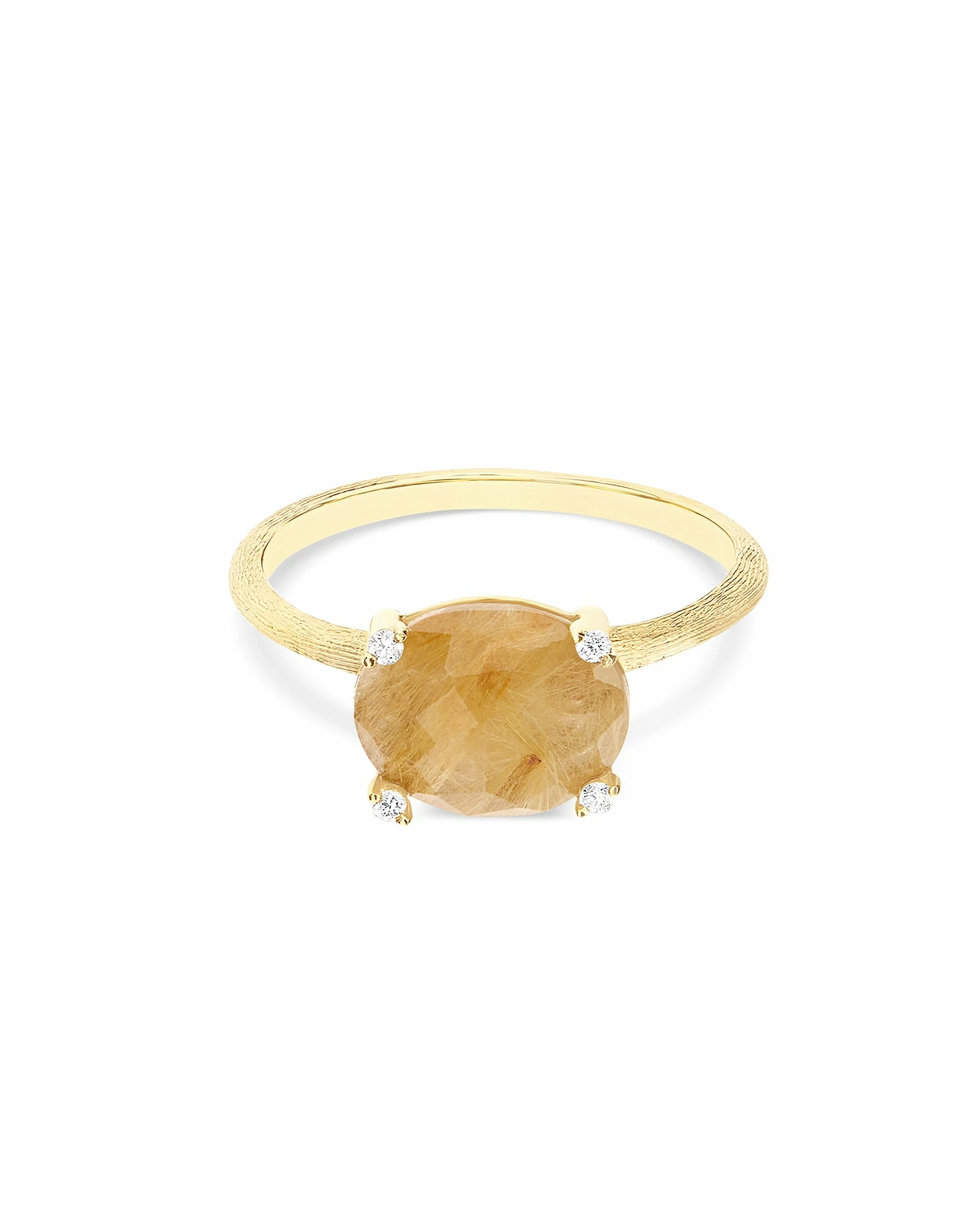 "Ipanema" Yellow Rutilated Quartz, Diamonds And 18kt Gold Medium Ring 5 "Ipanema" Yellow Rutilated Quartz, Diamonds And 18kt Gold Medium Ring - Image 3