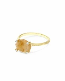 "Ipanema" Yellow Rutilated Quartz, Diamonds And 18kt Gold Medium Ring