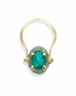 "Reverse" Gold, Sapphire, Tsavorite, Amethyst, Green Labradorite And Rock Crystal Double-face Ring (MEDIUM) -Nanis Sales AS12 584 ST F2