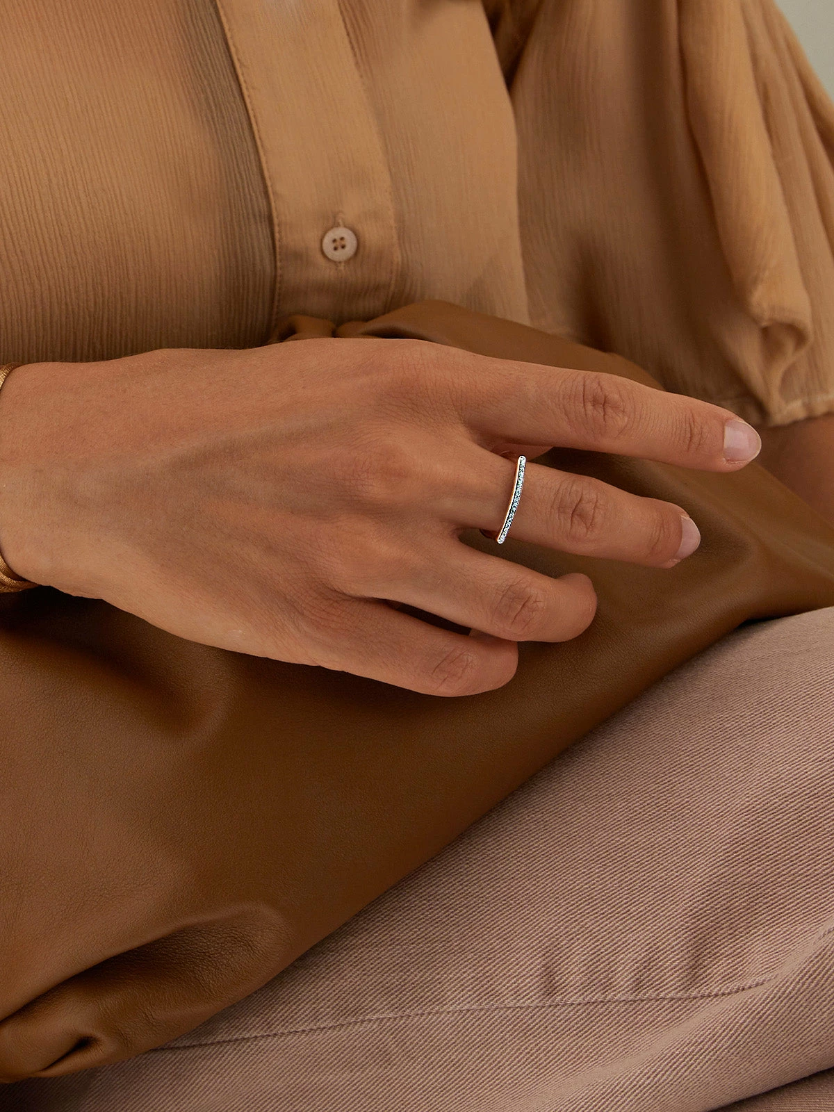 SUNSET "Libera" Rose Gold And Diamonds Pavé Essential Ring 4 SUNSET "Libera" Rose Gold And Diamonds Pavé Essential Ring - Image 2