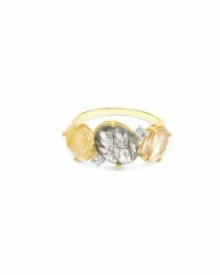 "Ipanema" Grey And Yellow Rutilated Quartz Ring