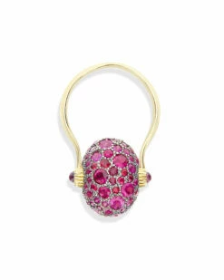"Reverse" Gold, Pink Sapphires, Rubies, White Australian Opal And Diamonds Double-face Ring (MEDIUM) -Nanis Sales AS14 584 ST F1