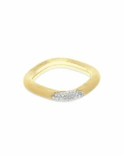 "Libera" Big Squared Gold And Diamonds Ring