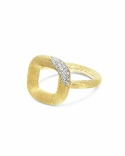 "Libera" Small Squared Gold And Diamonds Ring