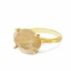 "Ipanema" Yellow Rutilated Quartz, Diamonds And 18kt Gold Big Ring