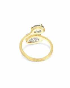 "Ipanema" Grey Rutilated Quartz, Diamonds And 18kt Gold Open Ring -Nanis Sales AS2 596 ST B