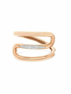 SUNSET "Libera" Rose Gold And Diamonds Spiral Ring
